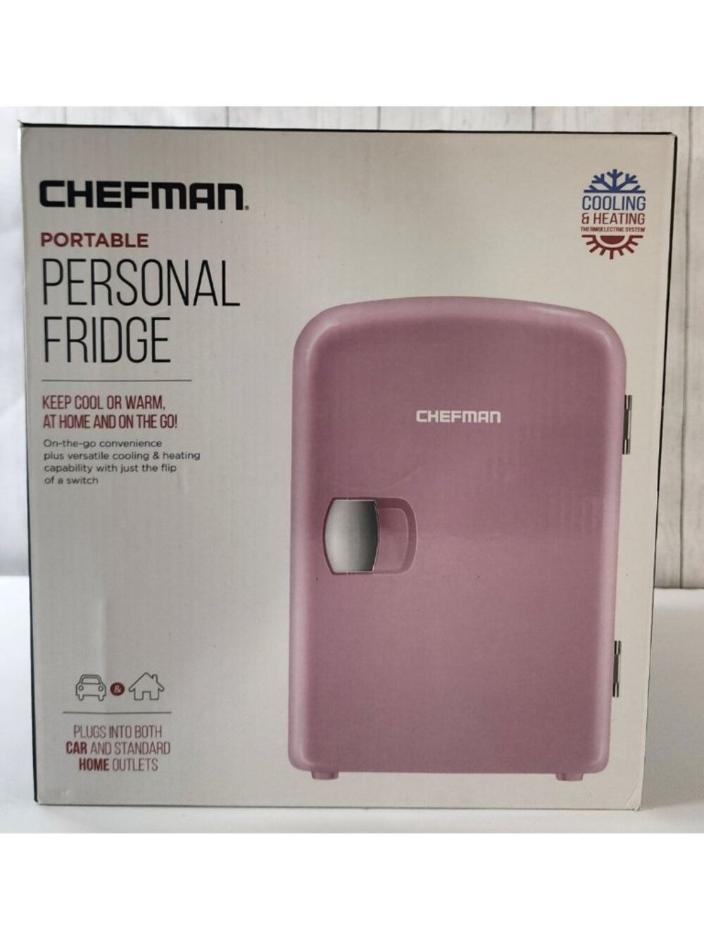 CHEFMAN PINK PORTABLE PERSONAL MINI FRIDGE KEEPS COOL & WARM  AUTO AND HOME PLUG